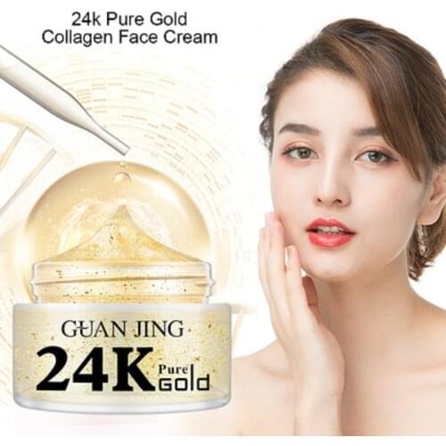 24K Pure Gold Face Cream Collagen Repair Brighten Anti-Aging Facial Refreshing Skin Hydrate Shrink Pores Whitening Cream