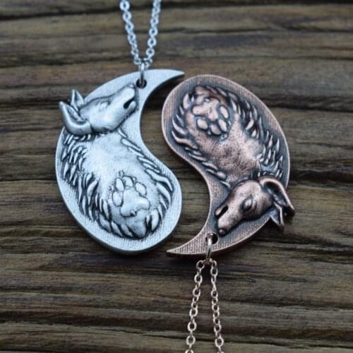 Yin Yang Wolf necklace couple jewelry Spiritual Friendship Couple Valentine Metal Necklace