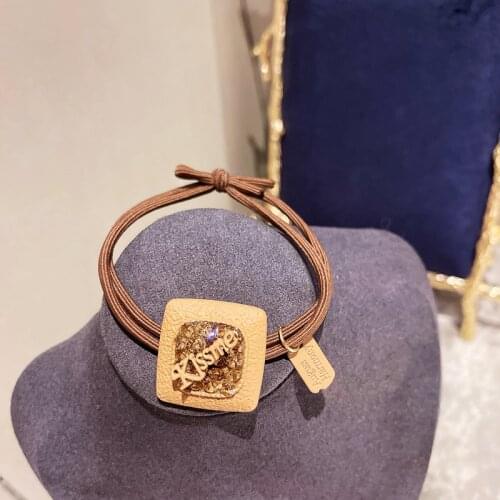 New Retro French English Letter Flash Rhinestone Elastic Hair Bands Ponytail Hair Tie Exquisite Jewelry Korean Hair Accessories