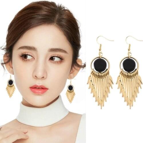 Fashion Jewelry Bohemian Fringe Geometric Earrings Temperament Net Red Long Round Earrings Elegant Vintage Goddess Earrings