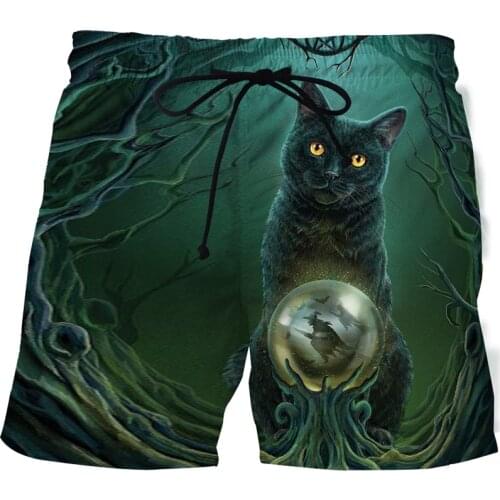 2021 fashion men clothing cute cat print Quick-drying shorts Mens swimming trunks summer casual shorts male Beach Sport Shorts