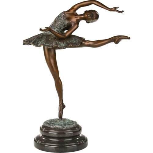 Ballet Dance Statue Bronze Young Girl Dancing Sculpture Modern Figurine Ballerina Art Gorgeous Home Decoration Gifts