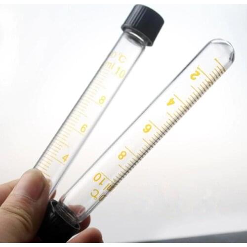 25pcs 10ml Screw Top Tube 15x124mm Graduated Glass Test Tubes Screw Caps With Silicon Rubber Liners Autoclavable