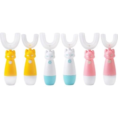 U-Shaped Automatic Electric Cartoon Pattern Ultrasonic Toothbrush for Kids Boys and Girls, Sonic Vibration Cleaning