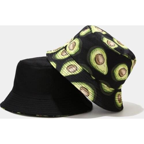 2020 Cotton Avocado print Bucket Hat Fisherman Hat outdoor travel hat Sun Cap Hats for Men and Women 302