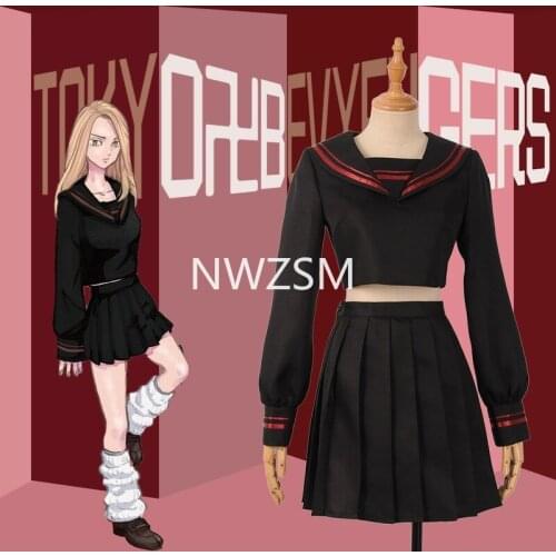 Japan Cartoon Tokyo Revengers Cosplay Costume Heroine Uniform Preppy Style JK Uniform Sailor Dress