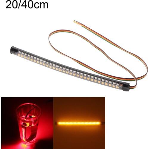 20/40cm Motorcycle Tail Light DRL Flowing Turn Signal Flashing Brake Stop Lamp Led Strip High Light License Plate