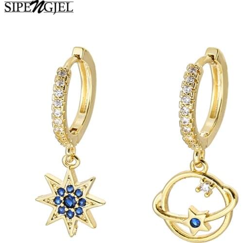SIPENGJEL fashion Cubic Zircon Small Hoop Earrings Gold And Silver Color Dangle Earrings For Women Statement Jewelry 2021