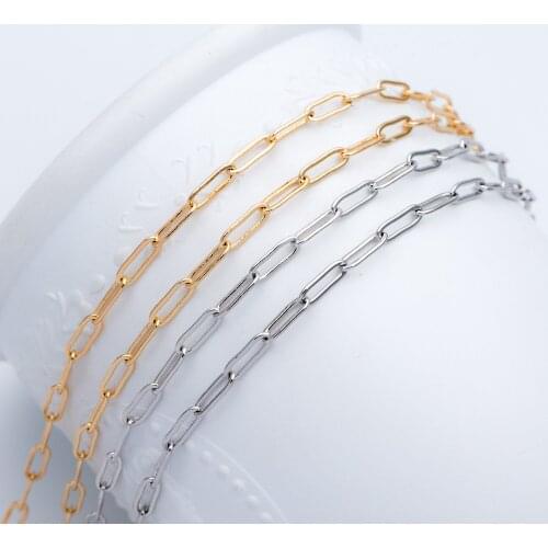 Gold/ Silver tone Long Cable Chain, Real Gold/ Rhodium plated Brass, Oval Link Size 3.3x9mm (#LK-272)/ 1 Meter=3.3ft