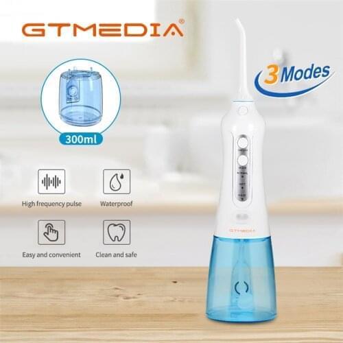 GTMEDIA Water Flosser, Cordless Deep Cleaning Dental, 5 Jet,Portable Rechargeable IPX7 Waterproof 3 Modes,300ML Teeth Cleaner