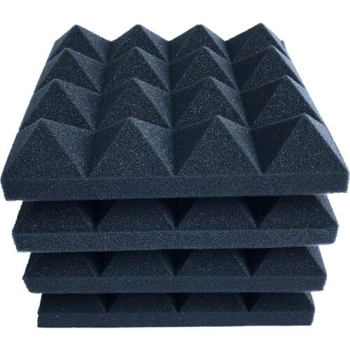 12Pcs 2inch X10inch X10inch Acoustic Foam Studio Soundproof Pyramid Sound Panel Tile Protective Sponge Sealing Strips Door Seal