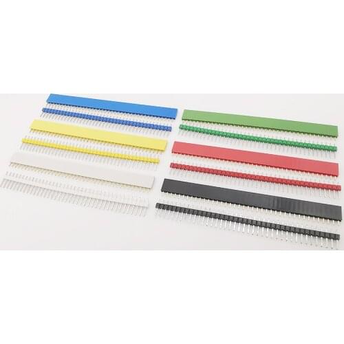 10Pair 40 Pin 1x40 Pin 2.54 Single Row Male Female Pin Header PCB JST Connector Strip for Arduino Blue White Yellow Green Black