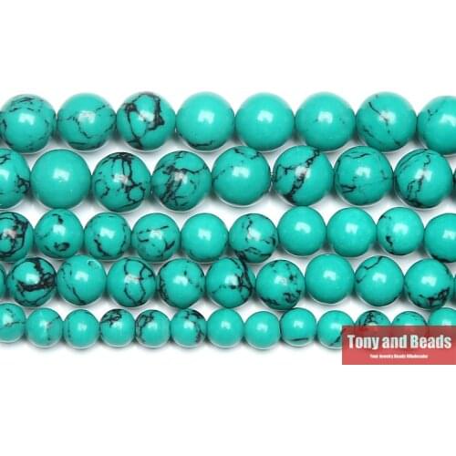 15" Natural Stone Chinese TW Green Turquoises Round Loose Beads