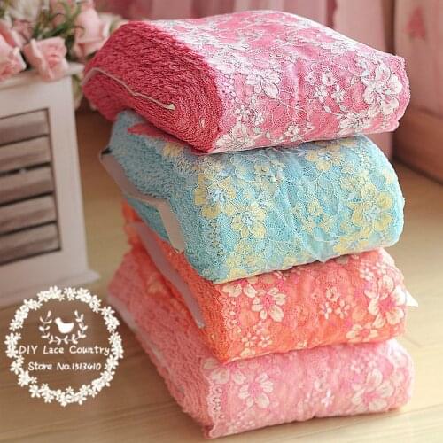 16cm wide 2 yds /lot Handmade Hair Decoration Wide Elastic Stretch Lace Trim wedding dress skirt lace trim