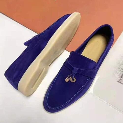 2021Flat loafers retro round toe shoes cowhide casual shoes luxury brand leather stitching womens shoes flat shoes