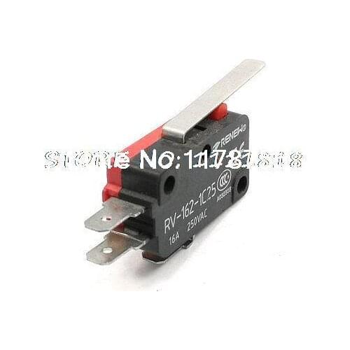 250VAC 16A SPDT NO NC 3Pin 27mm Straight Hinge Lever Momentary Microswitch