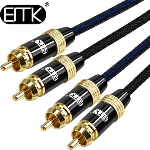 2RCA Stereo Cable Top Grade Dual 2RCA Male to Male 2 RCA Audio Cable Digital&Analog Double-Shielded PRO Series Cord for AV Hi-Fi