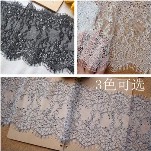 3Meter/lot Exquisite export eyelash lace fabric two-color high-end clothing home curtain top stitching accessories