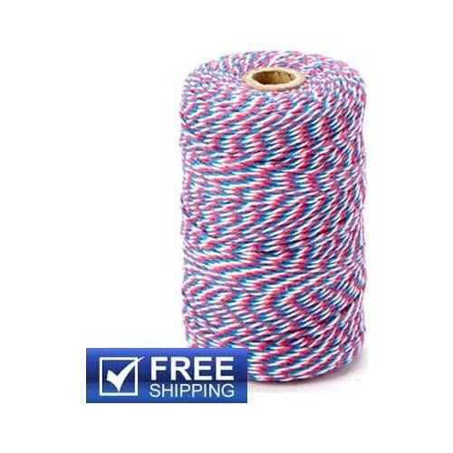 5 Spools (110yard/spool) July 4th Patriotic Air Mail White Blue Red Cotton Bakers Twine-Pick Colors-12 ply Cords String Rope