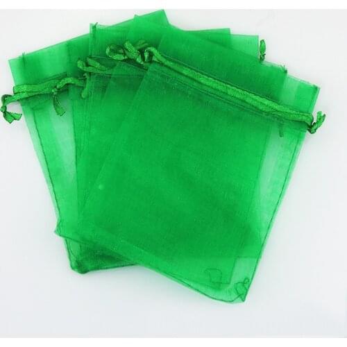 50pcs 10*15cm Grass Green Organza Gift Bag Jewelry Packaging Display Bags Drawstring Pouch For Bracelets/necklace Mini Yarn Bag