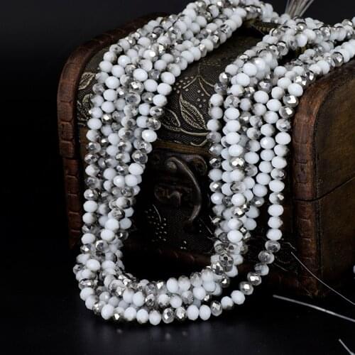 95PCS/Lot 6MM 2 Color Mixed Faceted Glass Crystal Spacer Rondelle Beads DIY Apparel Sewing