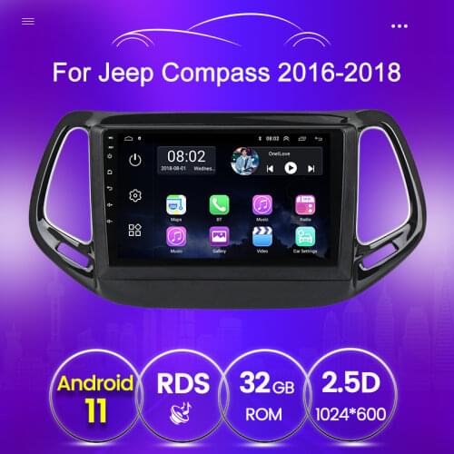2 din Navigation GPS Support Carplay DVR For Jeep Compass 2 MP 2016 2017 2018 2019 Car Audio Radio 2 USB Android 11