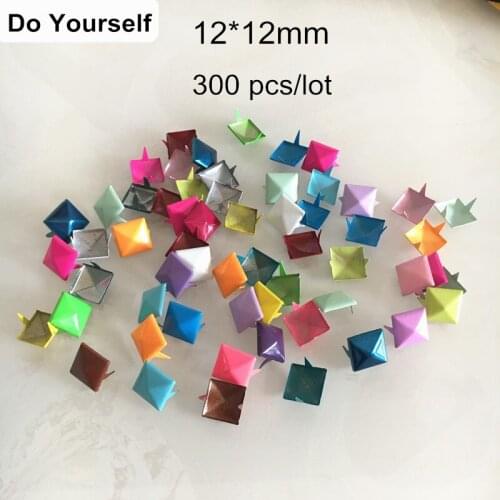 Free Shipping - 300 pcs Painted 12*12mm Square PYRAMID Claw Rivet Studs,Punk Leather Shoes Bag DIY Materials,Metal Rivet