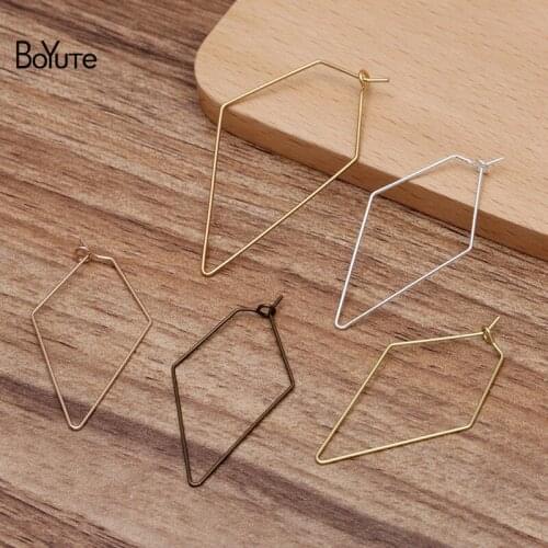 BoYuTe (50 Pieces/Lot) 55*30MM Metal Brass Diamond Shaped Ear Hook Materials Handmade Diy Jewelry Accessories