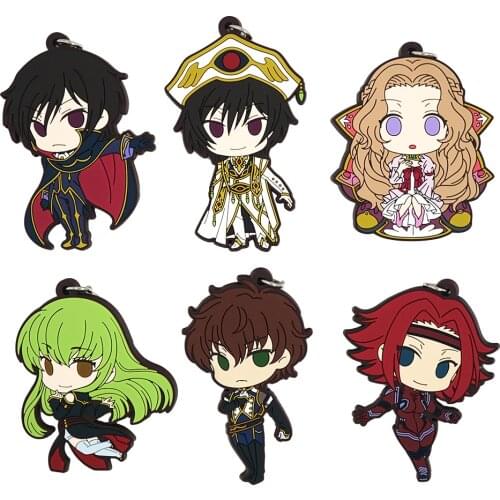 Code Geass Anime Keychain Lelouch C.C. Kallen Nunnally Vi Britannia Rubber Keychain