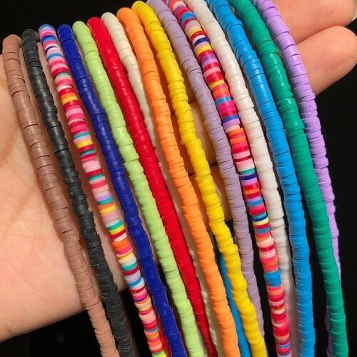4 6mm Multicolor Flat Polymer Clay Beads Round Chip Disk Loose Spacer Beads For Jewelry Making DIY Bracelet Charms 15''Inches