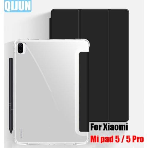 Tablet case for Xiaomi Mi pad 5 pro 11.0" 2021 5G PU Leather Smart sleep wake Trifold Solid Sleeve Protective Cover Mi pad5 5pro