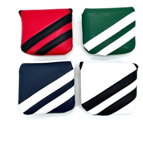 Golf stripe Putter Cover Classics Design Leather Golf Square Mallet Putter Headcovers Golf Club Head Cover PU Leather