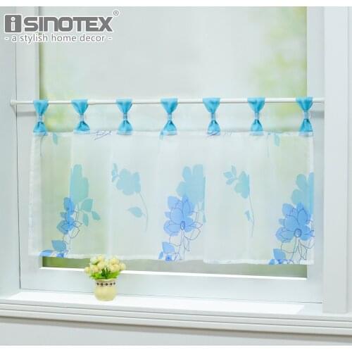Floral Sheer Curtain for Kitchen Window Decorative Glassy Ball Tier Curtain Valance for Half Window Cafe Store Balcony Treatment