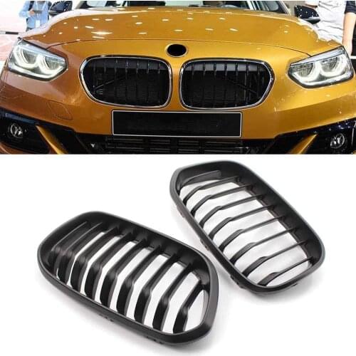 For BMW F20 F21 LCI 2015-2017 Pair Front Sport Upper Kidney Grille Matte Black