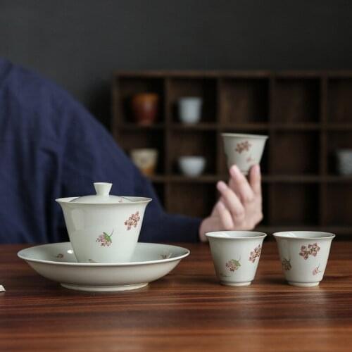 Porcelain Hand Painted Fruit Plate Fruit Pot Snack Tray Blue Living Room Nuts Dried Fruit Key Storage Tray Pot Tray Tea Travel