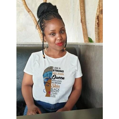 I Am A Strong Melanin Queen Print T Shirt Women Summer T-shirt Clothes African Black Girl History Female Graphic Tees Tops Femme