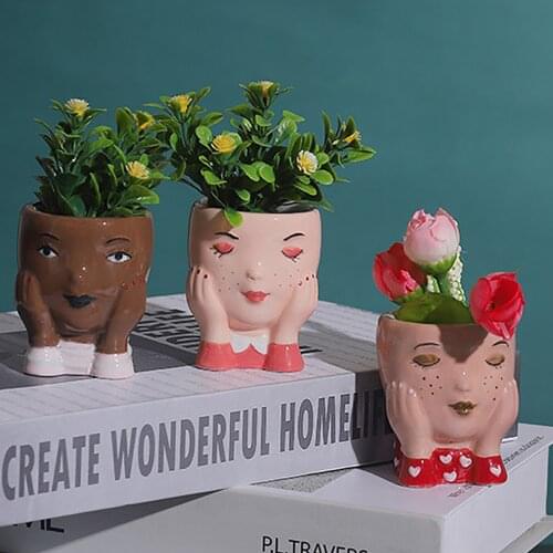 Succulent Plant Pot Cute Girl Flower Planter Flowerpot Create Design Lovely Princess Home Garden Bonsai Pots