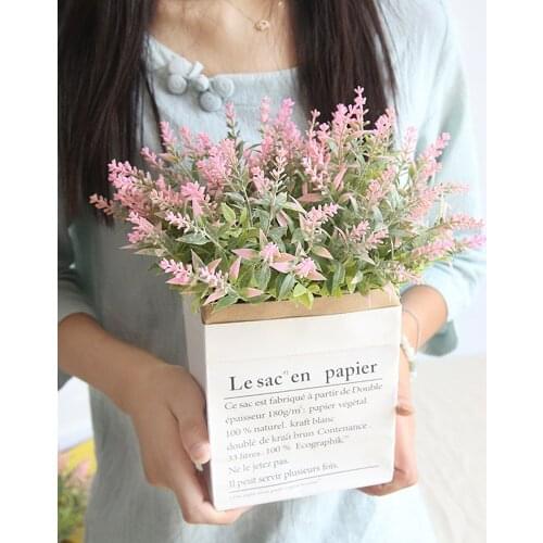 15 Heads Artificial Flowers Lavender Fake Bridal Bunch Wedding Party Fake Flower Home Decor Living Room Bouquet Decorations 2021