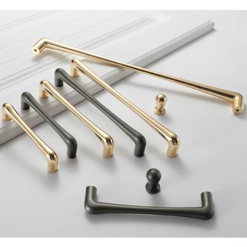 KK&FING Simple Nordic Zinc Alloy Gold Kitchen Cabinet Door Handles Drawer Pulls Wardrobe Door Knobs Furniture Handle Hardware
