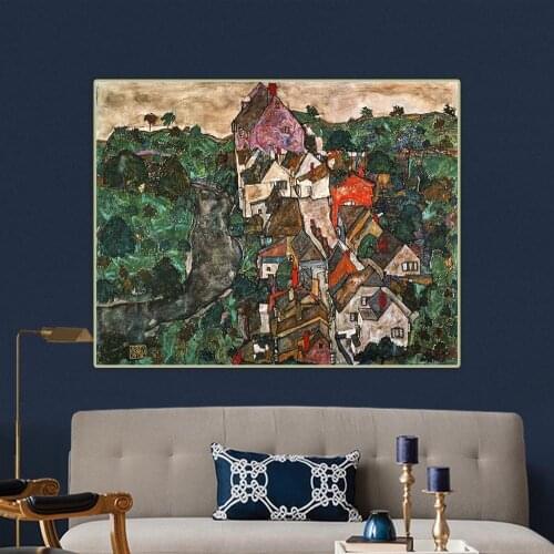 The small City V by Egon Schiele Canvas Oil Painting Aesthetics Art Poster Picture Backdrop Wall Hanging Decor Home Decoration