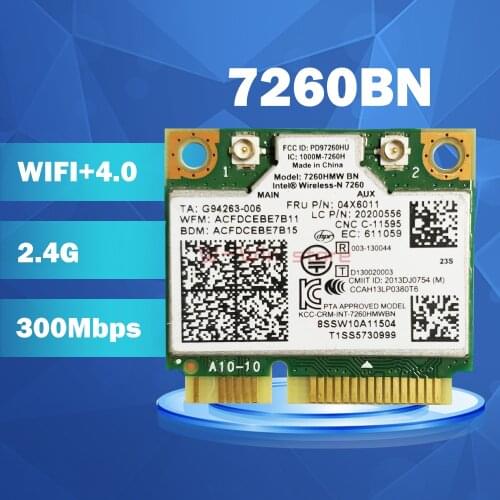 Mini pci-e Wifi card for Intel Wireless-N 7260 7260HMW 7260BN BT4.0 wireless card FRU:00JT455 04X6011 for lenovo y510p laptop