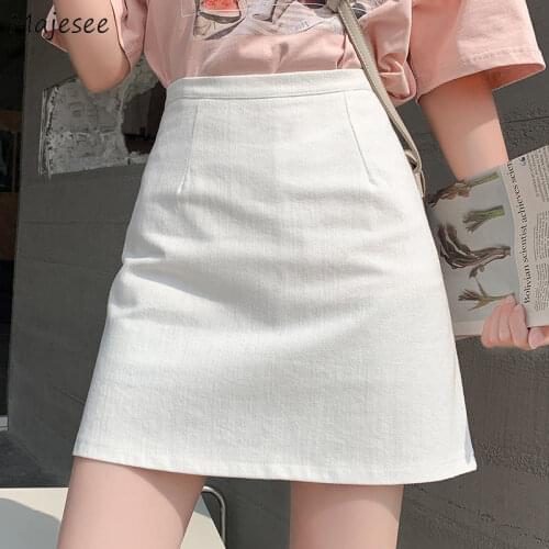 Mini Skirts Women Solid Temperament High Waist Streetwear Chic Elegant Korean Style Femme Leisure Summer All-match Simple Daily