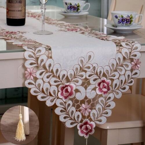 Multiple Sizes Fashion Elegant Table Runner Embroidered Tea Ceremony Minimalist Pastoral Coffee Table Cloth Table Runners