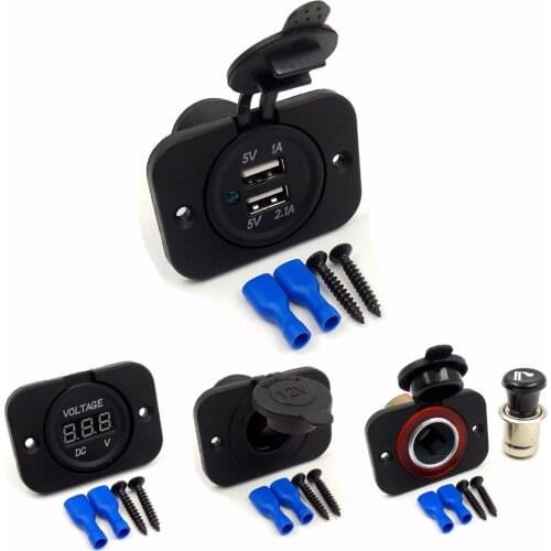 DIY Module 1 Hole Panel Power Adapter 5V 2.1A USB Charger ,Cigarette Lighter Sockets,Voltmeter for Car Truck Motorcycle Boat ATV