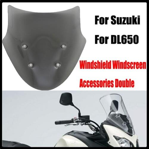 Motorcycle For Suzuki DL650 DL 650 Windshield Windscreen Accessories Double Bubble Acrylic Smoke