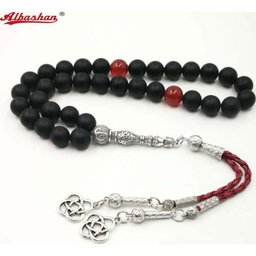 Men bracelet Frosted black agates Tasbih Turkish style Muslim Black Onyx stone rosary