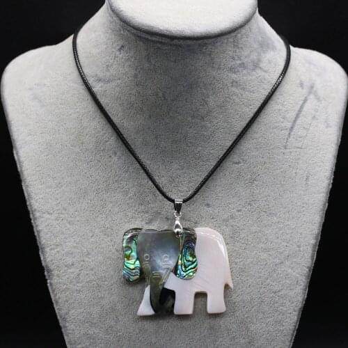 Natural Mother of Pearl Shell Pendant Cute Elephant Animals Pendant Necklace for Jewelry Necklace Exquisite Gift Length 55+5cm