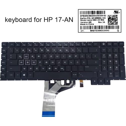 German RGB backlit keyboard for HP Omen 17-an 013tx 17-an014tx 17-AN000 016NG 053NR GR laptop keyboards color light 9Z.NEBBQ.10G