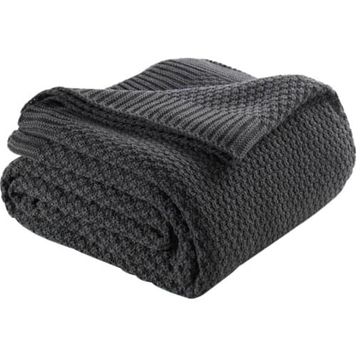 CA19001 KNITTED BLANKET ANTHRACITE 220*240