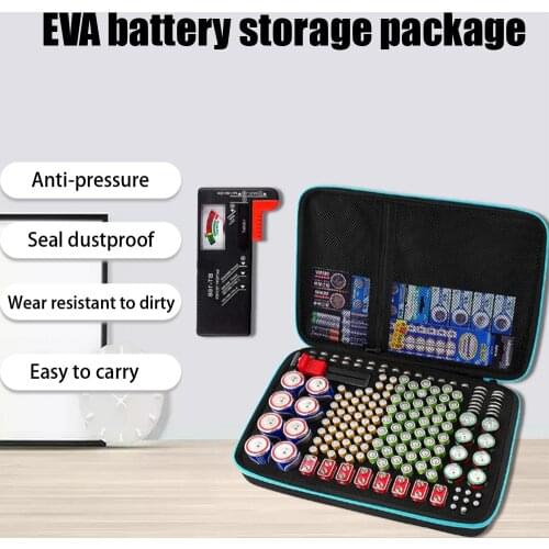 Battery Organizer Storage Box Fireproof Waterproof Explosionproof Carrying Batteries Case Battery Storage Organizer with Tester